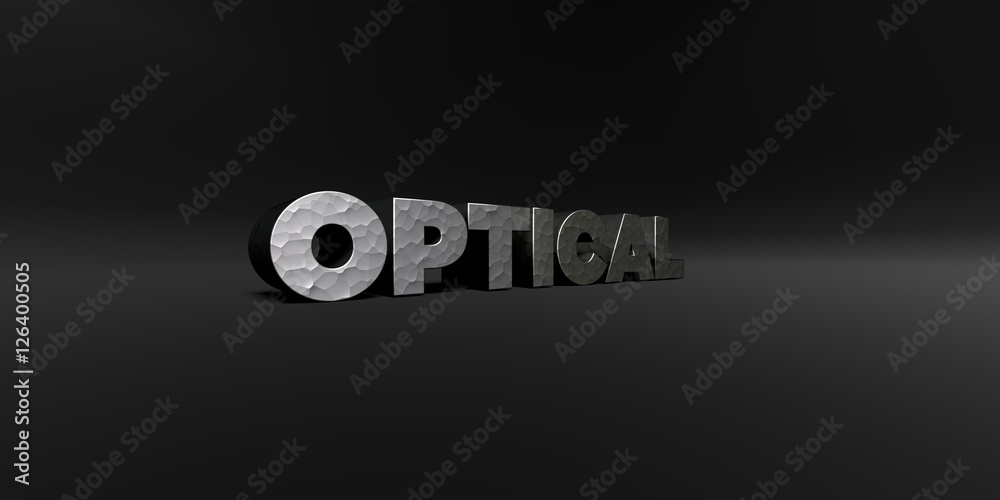 Fototapete optical - hammered metal finish text on black studio - 3d rendered royalty free stock photo. this im