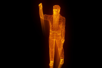 Human Wireframe Hologram in Motion. Nice 3D Rendering
