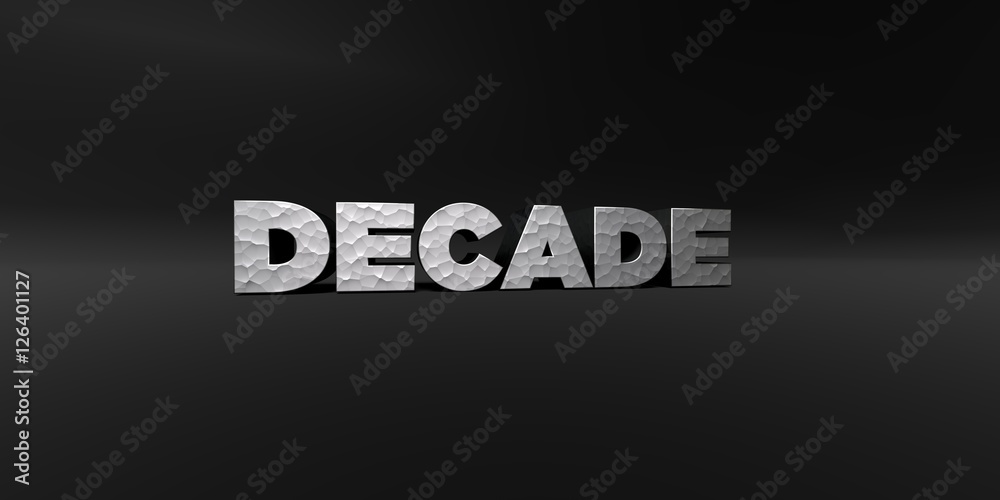 Fototapete decade - hammered metal finish text on black studio - 3d rendered royalty free stock photo. this ima