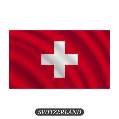 Obraz premium Waving Switzerland flag on a white background. Vector illustration