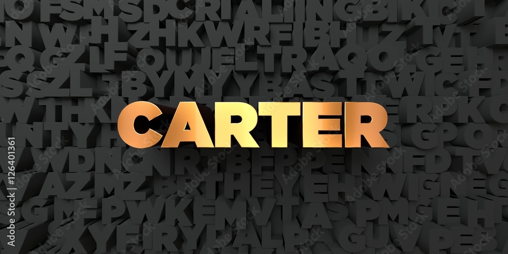 Fototapete carter - gold text on black background - 3d rendered royalty free stock picture. this image can be u