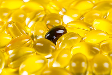 Selection of different pills in form of tablets and capsules