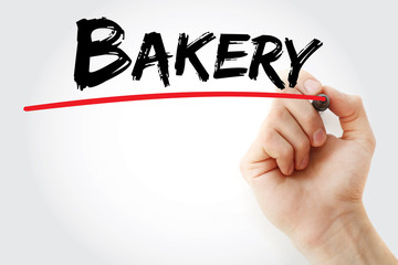 Hand writing Bakery with marker, concept background
