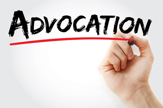 Hand writing Advocation with marker, concept background