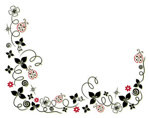 Silvester Girlande mit Kleeblättern, Blumen und Marienkäfern.