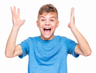 Emotional portrait of teen boy