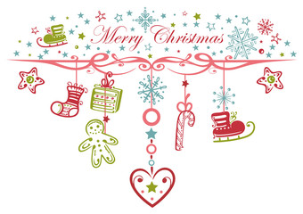 Dekoration f&uuml;r Weihnachten mit Geschenken und S&uuml;&szlig;igkeiten.