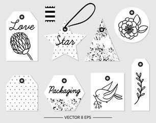 Set of vector black and white elements for party and Birthday