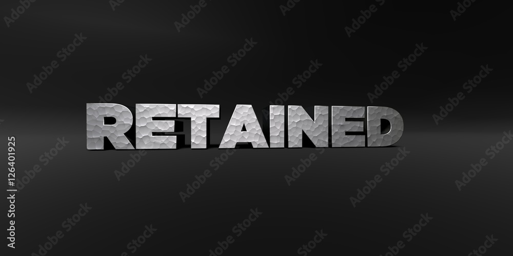 Fototapete retained - hammered metal finish text on black studio - 3d rendered royalty free stock photo. this i