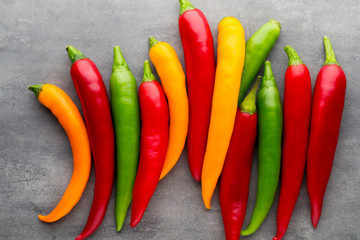 Chilli pepper on the grey background.