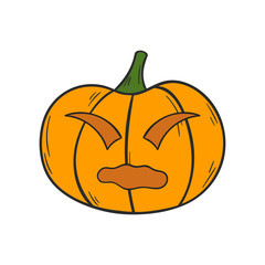 Vector cartoon hand drawn Halloween Pumpkin