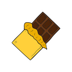 Vector cartoon hand drawn isolated chocolate bar