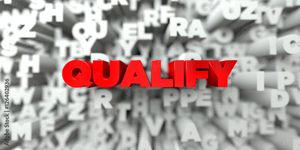 Fototapete qualify - red text on typography background - 3d rendered royalty free stock image. this image can b