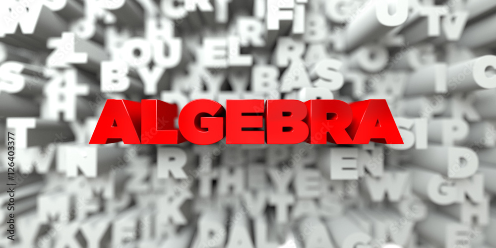 Fototapete ALGEBRA -  Red text on typography background - 3D rendered royalty free stock image. This image can be used for an online website banner ad or a print postcard.