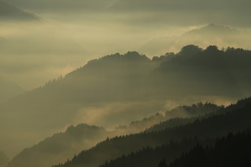 野迫川村の雲海と朝焼け
