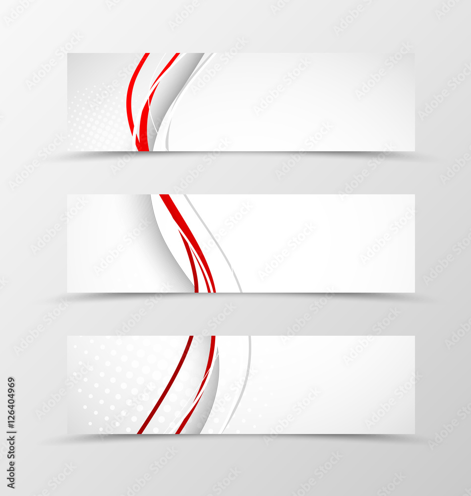 Poster set of header banner wave design