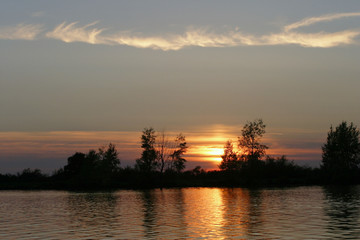 beautiful sunset over river