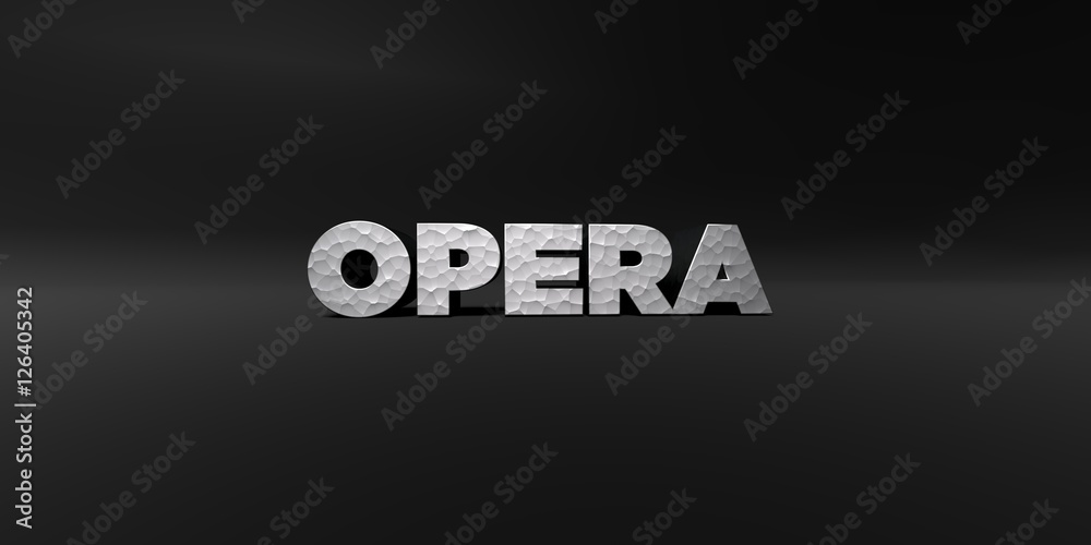 Fototapete opera - hammered metal finish text on black studio - 3d rendered royalty free stock photo. this imag