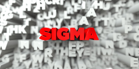 SIGMA -  Red text on typography background - 3D rendered royalty free stock image. This image can be used for an online website banner ad or a print postcard.