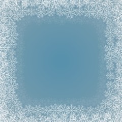 blue background with frame of snowflakes