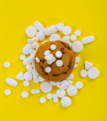 Selection of different pills in form of tablets and capsules
