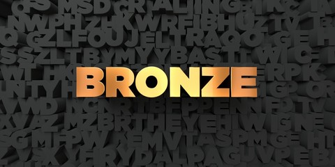 Bronze - Gold text on black background - 3D rendered royalty free stock picture. This image can be used for an online website banner ad or a print postcard.
