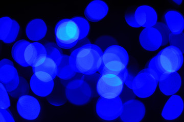 Blue bokeh background from garland light.