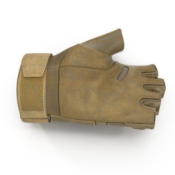 Combat yellow short finger glove on white. 3D illustration
