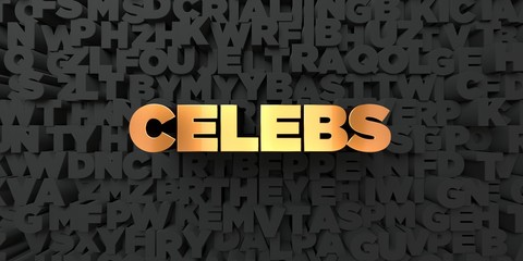 Celebs - Gold text on black background - 3D rendered royalty free stock picture. This image can be used for an online website banner ad or a print postcard.