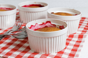 Cobblers with raspberries and gooseberries