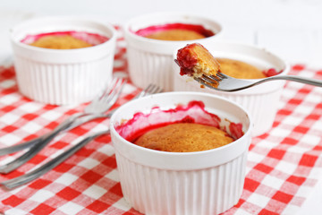 Cobblers with raspberries and gooseberries
