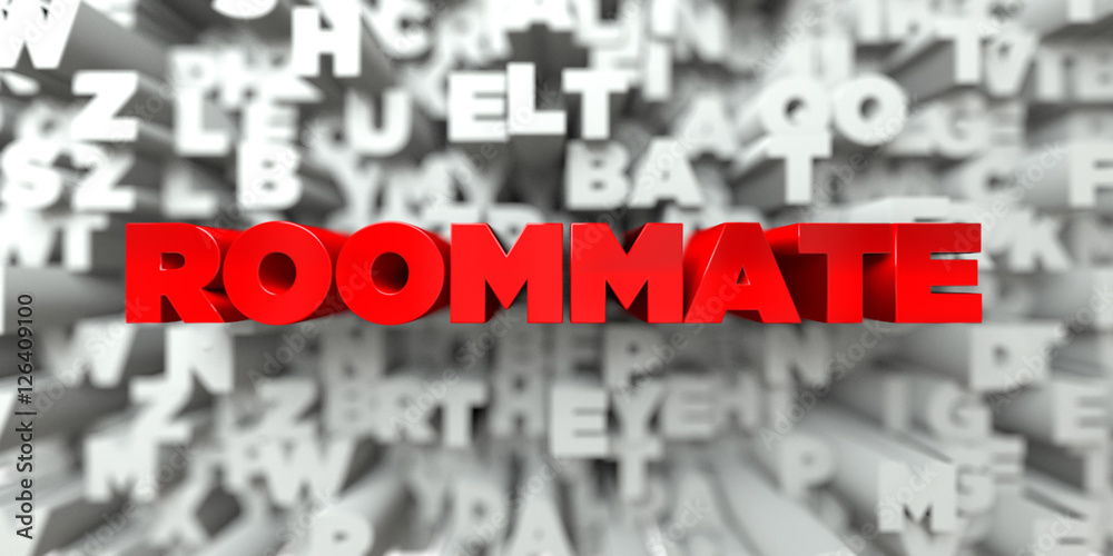 Fototapete roommate - red text on typography background - 3d rendered royalty free stock image. this image can 