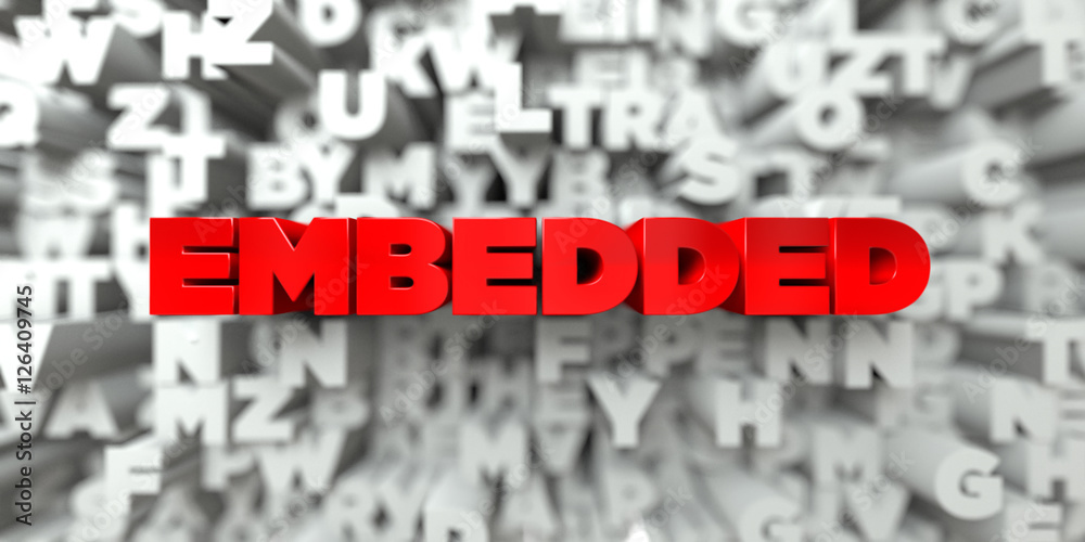 Fototapete embedded - red text on typography background - 3d rendered royalty free stock image. this image can 