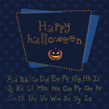 bones alphabet with evil pumpkin