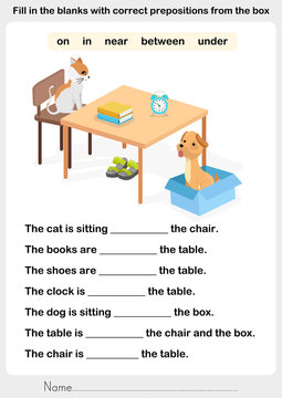 Fill in the blanks with correct prepositions - preposition worksheet for education