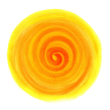 Abstract bright orange watercolor round pattern