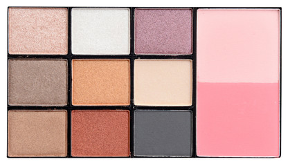 Make-up colorful eyeshadow palettes isolated on white (clipping path)
