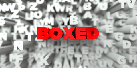 BOXED -  Red text on typography background - 3D rendered royalty free stock image. This image can be used for an online website banner ad or a print postcard.