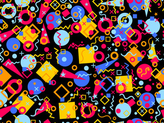 Memphis seamless pattern. Geometric elements memphis in the style of 80's. Vector illustration.