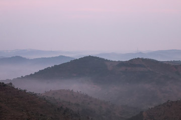 Foggy hills in the morning
