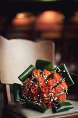 Amazing bouquet with red roses for bride