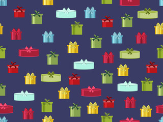 Seamless pattern with gift boxes. Seamless pattern with Christmas presents. Vector illustration.