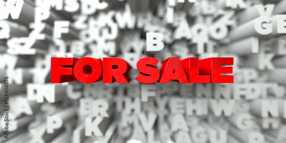 Fototapete FOR SALE -  Red text on typography background - 3D rendered royalty free stock image. This image can be used for an online website banner ad or a print postcard.