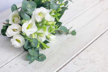 Beautiful white wedding bouquet