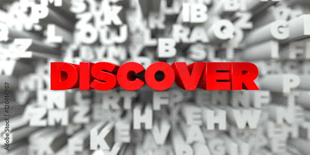 Fototapete discover - red text on typography background - 3d rendered royalty free stock image. this image can 