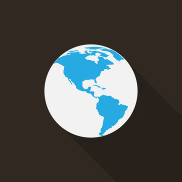 Vector Earth icon with long shadow