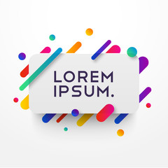 Vector background wuth paper card and abstract colorful shapes