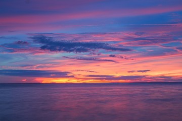 Fototapeta premium Sunrise morning time before. Colorful sky and reflect in water 