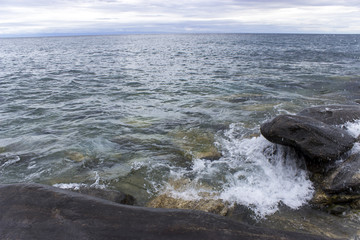 rocky shore on the white background