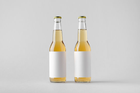 Beer Bottle Mock-Up - Two Bottles. Blank Label